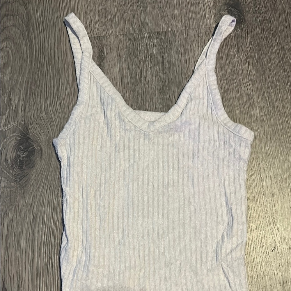 Women's White Ribbed Tank Top